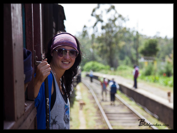 Liz on Train from Kandy to Nuwara Eliya